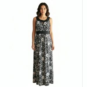 Black & White Floral Sleeveless Maxi Dress Size S/M/6